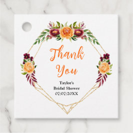 Burgund und Orange Floral Brautparty Vielen Dank Geschenkanhänger