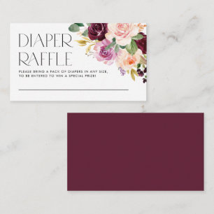 Burgund und Peach Blume fallen Windeln Raffle Game Begleitkarte
