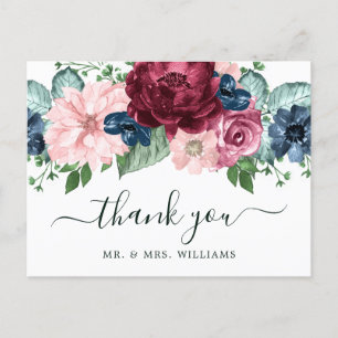 Burgund und Pfirsichfarben Ankündigungspostkarte