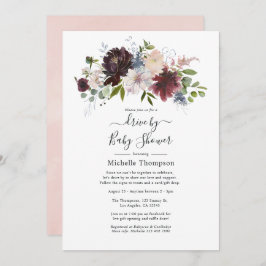 Burgund und Rosa Blütenlaufwerk durch Dusche Einladung