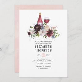 Burgund und Rosa Brautparty zur Weinprobe Einladung
