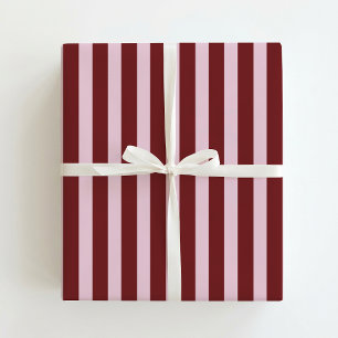 Burgund und Rosa fett gestreifte Weihnachtspapier Geschenkpapier