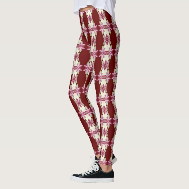 Burgund und Rosa Floral Leggings (Links)