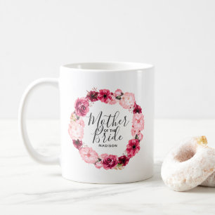 Burgund-und Rosa-Floraler Kranz Mutter der Braut Kaffeetasse