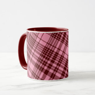 Burgund und Rosa Karo Tartan Design  Tasse