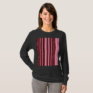 Burgund und rosa Streifenmuster-Design T-Shirt