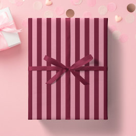 Burgund und rosa Streifenmuster kräftiges Kirschro Geschenkpapier