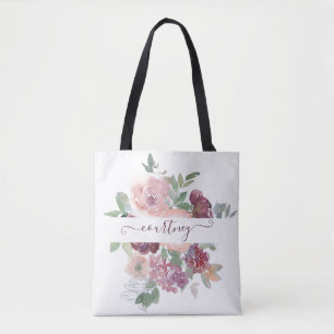 Burgund und rosa Wasserfarbe floral personalisiert