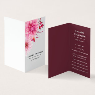 Burgund und rosé Aquarell-Blumen Visitenkarten