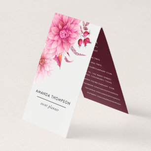 Burgund und rosé Aquarell-Blumen Visitenkarten