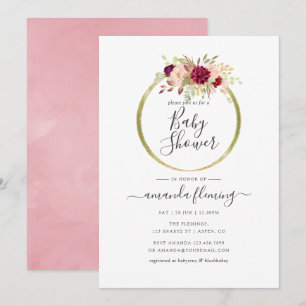 Burgund und Rosé Boho Geometrischer Babyshower Einladung
