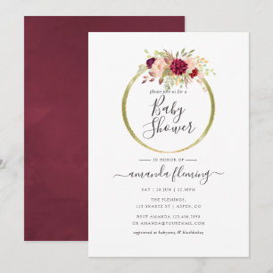 Burgund und Rosé Boho Geometrischer Babyshower Einladung