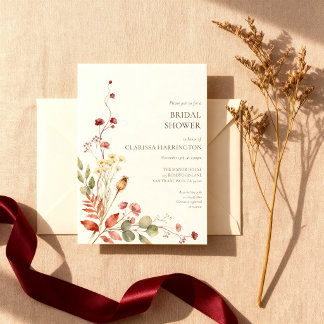 Burgund- und Rosé-Botanische Weinranken-Brautabsch Einladung