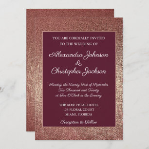 Burgund und Rose Gold Foil Fabric Wedding Einladung