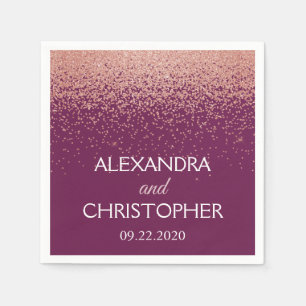 Burgund und Rose Gold Glitzer Confetti Wedding Serviette