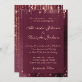 Burgund und Rose Gold Sparkle Wedding Einladung