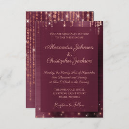 Burgund und Rose Gold Sparkle Wedding Einladung