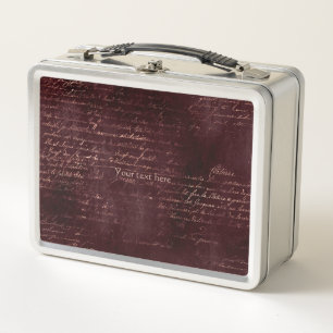 Burgund und Rose Gold Vintage Kalligraphie Metall Brotdose