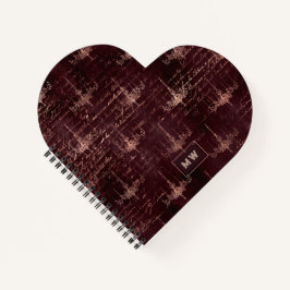 Burgund und Rose Gold Vintage Kalligraphie Notizbuch