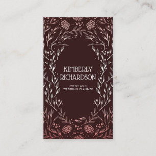 Burgund und Roségold Blumenkranz Elegant Visitenkarte
