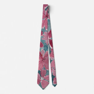 Burgund und Schiefer Aquarell-Blumenmuster Krawatte