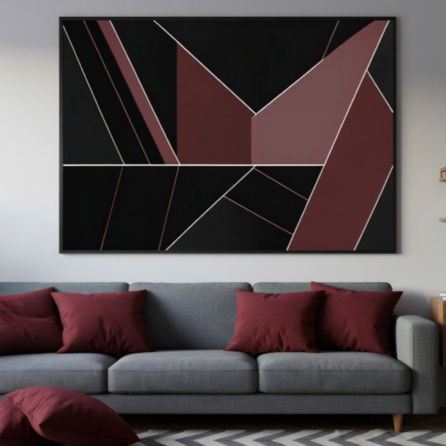 Burgund und schwarze abstrakte Geometrie Leinwanddruck (Von Creator hochgeladen)