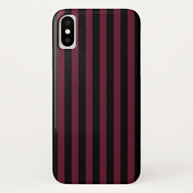 Burgund und schwarze Streifen Case-Mate iPhone Hülle (Rückseite)