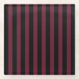 Burgund und schwarze Streifen Glasuntersetzer