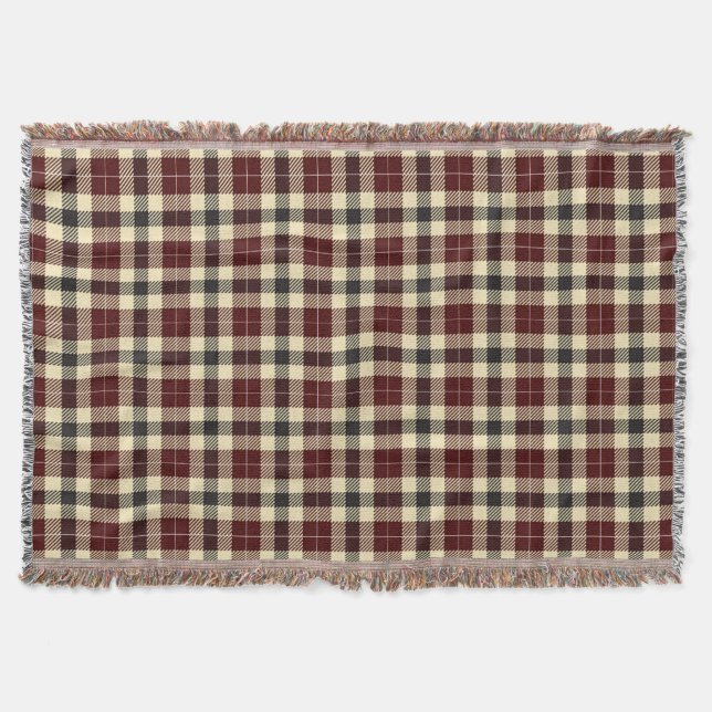 Burgund und Schwarzer Tartan Kariert Decke (Vorderseite)