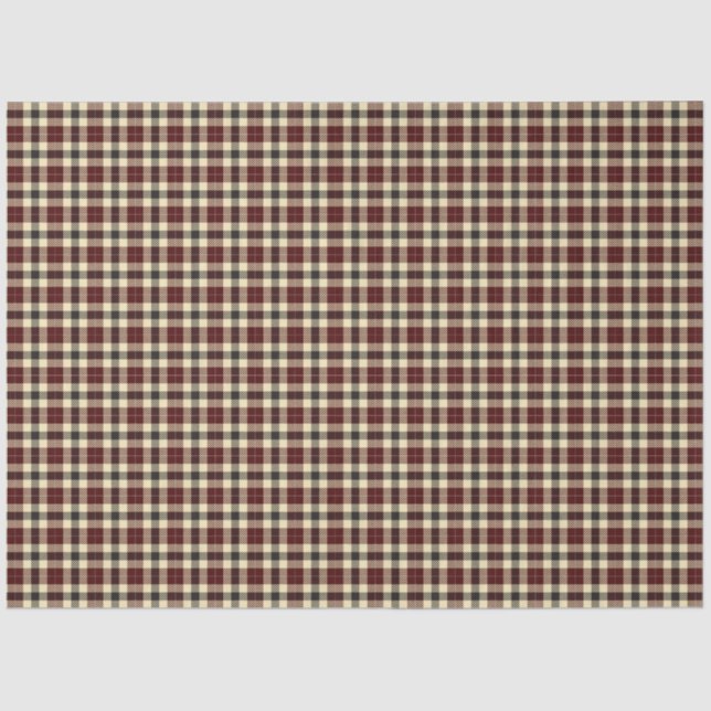 Burgund und Schwarzer Tartan Kariert Seidenpapier (Vorderseite)