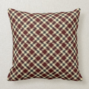 Burgund und Schwarzer Tartan Kariertes 2-Quadratki Kissen