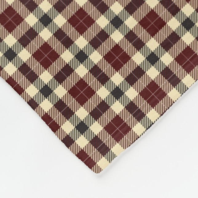 Burgund und Schwarzer Tartan Kariertes Fleece Blan (Ecke)