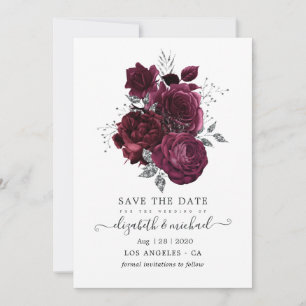 Burgund und Silberblume Save The Date