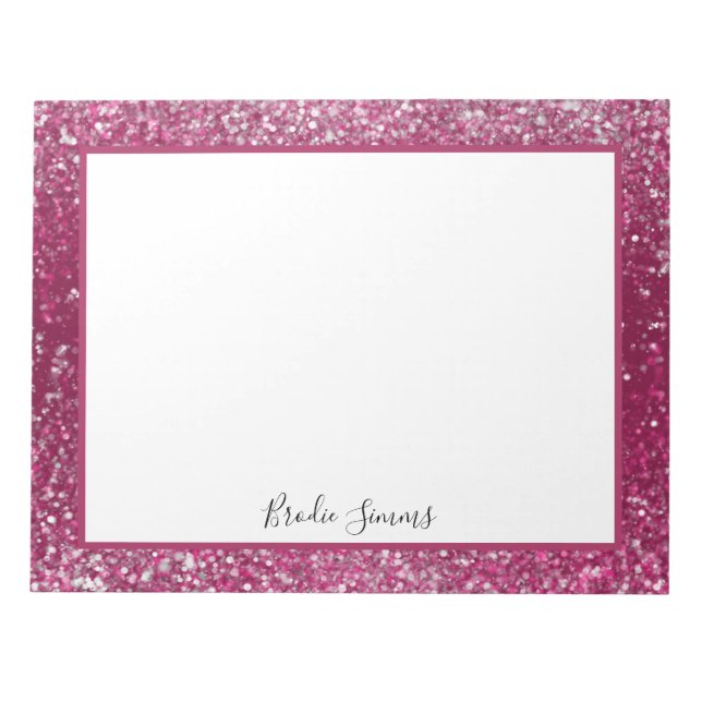 Burgund und Silberner Glitzer Notizblock (Vorderseite)