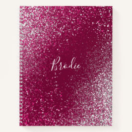 Burgund und Silberner Glitzer Notizbuch