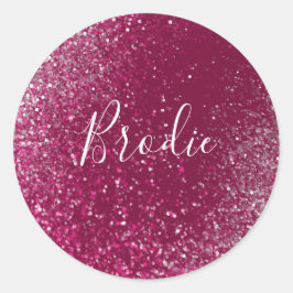 Burgund und Silberner Glitzer Runder Aufkleber