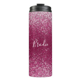 Burgund und Silberner Glitzer Thermosbecher