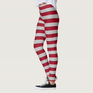 Burgund und Silberstreifen Leggings