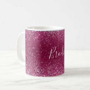 Burgund und Silver Glitzer Kaffeetasse