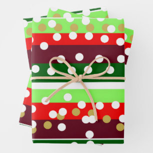 Burgund und Smaragd Goldene Polka Punkte Weihnacht Geschenkpapier Set