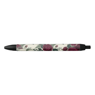Burgund und Waldgrün floral Kugelschreiber