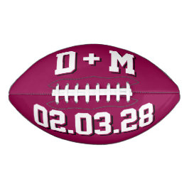 BURGUND UND WEISS Hochzeitsinitialen und Datum Football