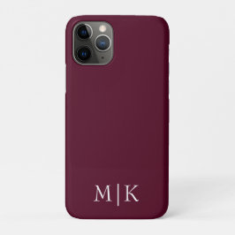 Burgund und Weiß | Modernes Monogramm Case-Mate iPhone Hülle
