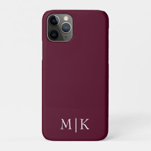 Burgund und Weiß   Modernes Monogramm Case-Mate iPhone Hülle