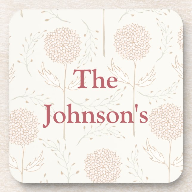 Burgund und weiße Blume Getränkeuntersetzer (Vorderseite)