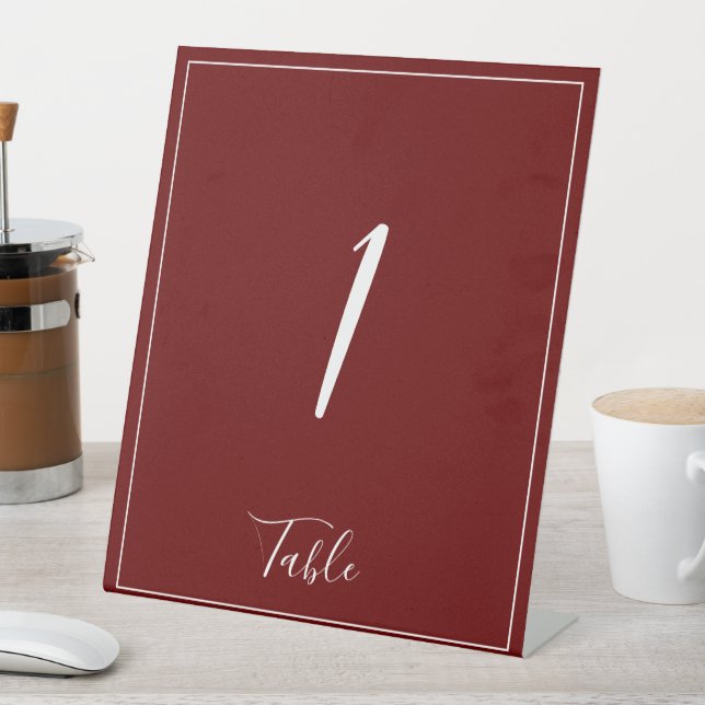 Burgund und Weiße Minimalistische Hochzeit Sockelschild (In Situ)