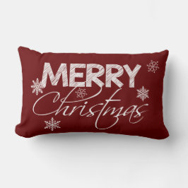 Burgund und weiße Schneeflocken | Frohe Weihnachte Lendenkissen