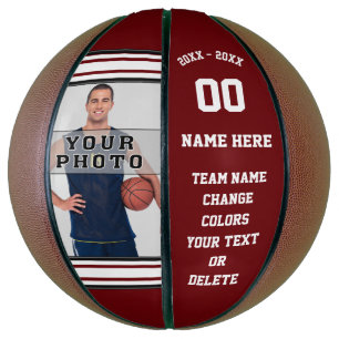 Burgund und Weißes Personalisiertes Foto Basketbal Basketball