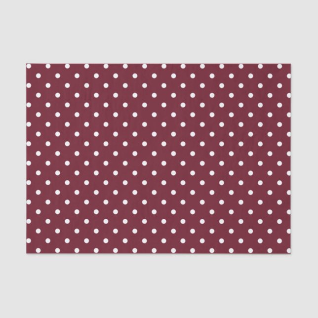 Burgund und weißes Polka Dot Muster Seidenpapier (Vorderseite)