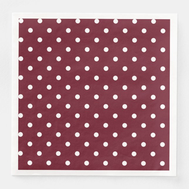 Burgund und weißes Polka Dot Muster Serviette (Vorderseite)